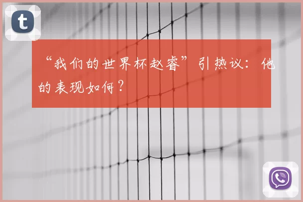 “我们的世界杯赵睿”引热议：他的表现如何？